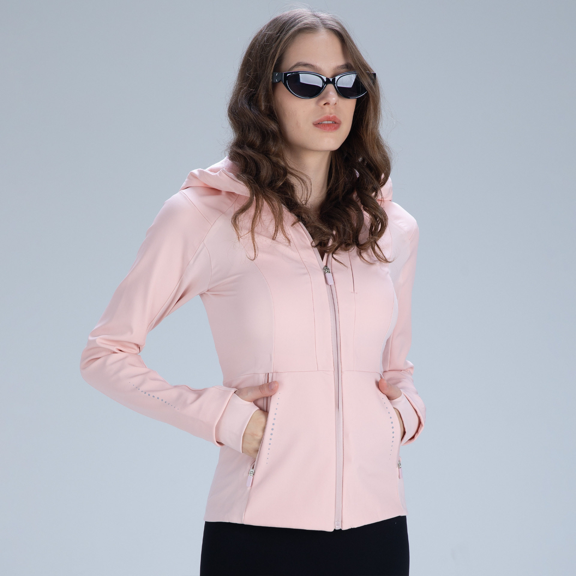 LULU ZGLY拉链开衫冲锋衣透气连帽瑜伽服显瘦运动夹克加绒外套女