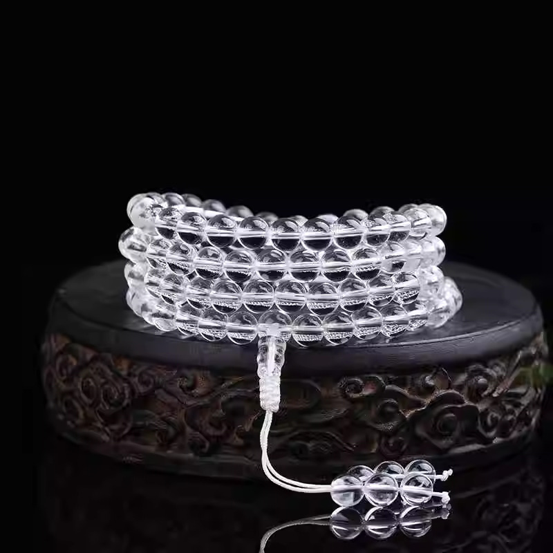 【Taoist Luck】108-Piece Clear Quartz Bracelet, Natural Energy for Purifying the Soul, Wealth Attraction, Evil Warding, and Protective Talisman.