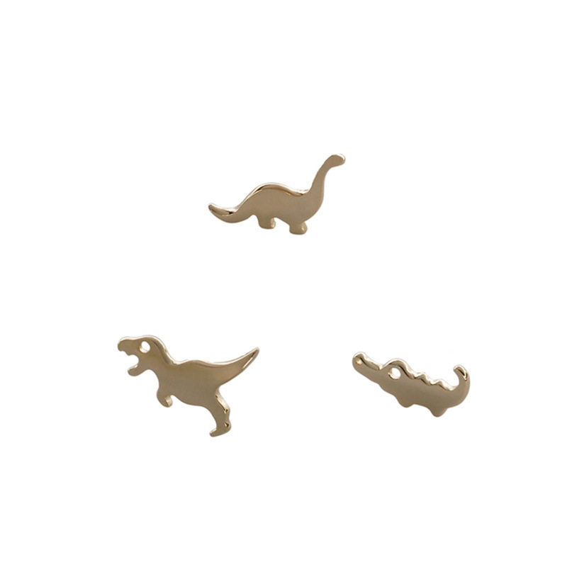 9K gold Brachiosaurus, crocodile, whale, dinosaur and animal stud earrings