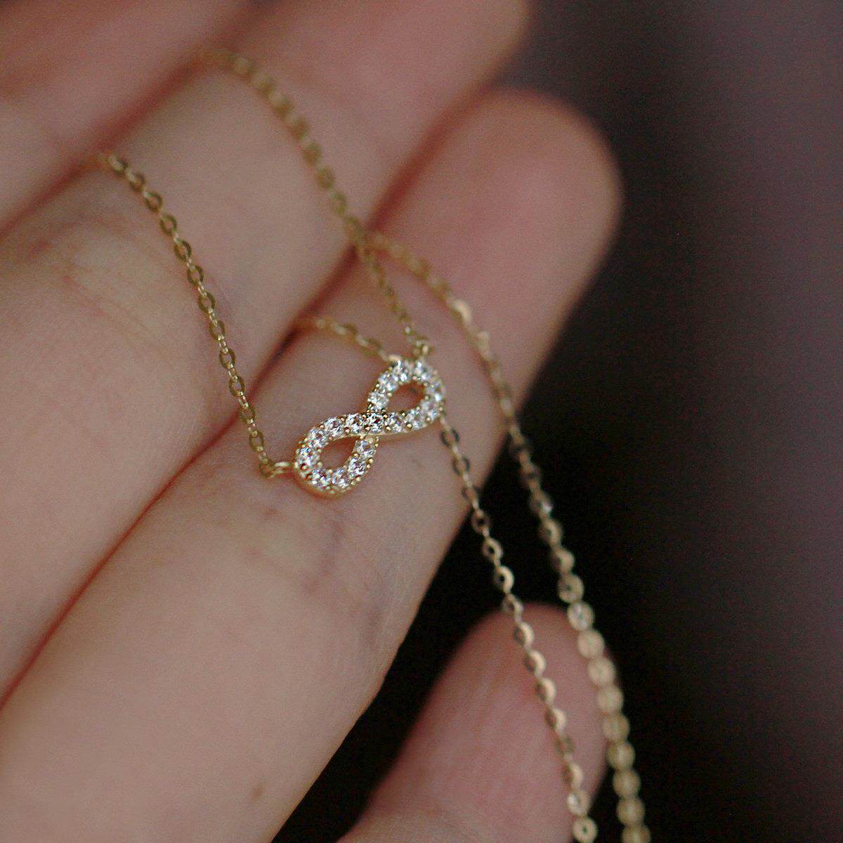 14K gold 8-shaped infinite love necklace