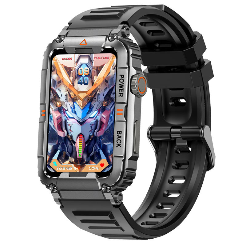 跨境KR88蓝牙通话1.57寸语音助手心率血氧监测多运动智能手表环