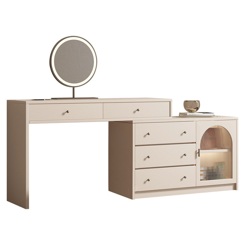 实木化妆桌主卧室现代简约转角梳妆台床尾柜斗柜收纳柜一体化妆镜