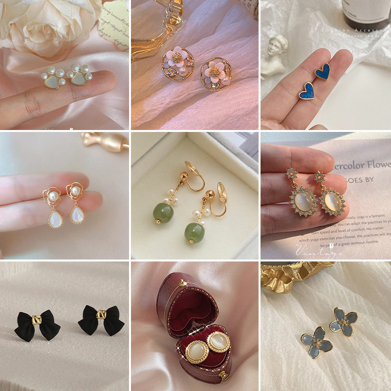 蚊香盘耳夹女无耳洞高级感复古耳环女气质珍珠耳夹无耳洞轻奢耳饰