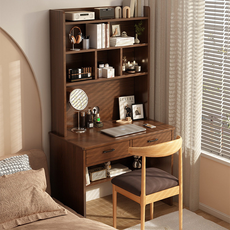 书桌书架一体桌子实木学习桌卧室写字桌学生办公桌家用台式电脑桌