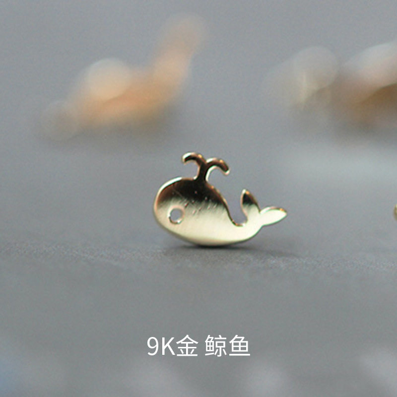 9K gold Brachiosaurus, crocodile, whale, dinosaur and animal stud earrings