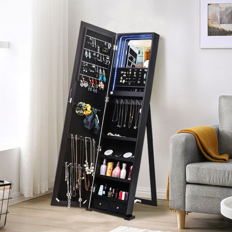 全身镜柜家用卧室首饰珠宝收纳壁挂式移动试衣镜子挂衣帽架