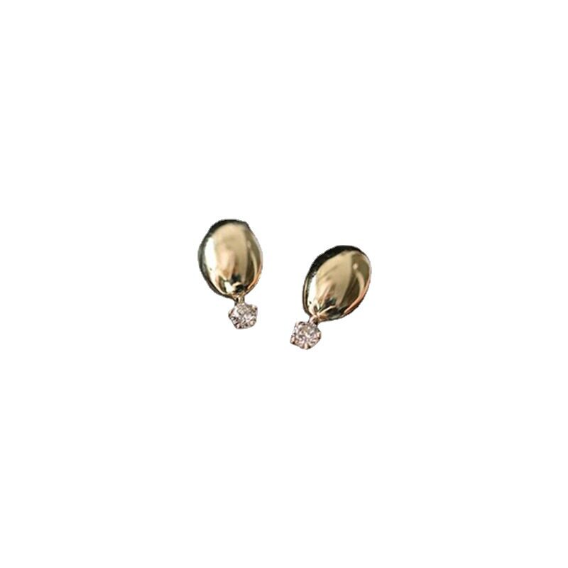 9K gold oval small drill ear studs