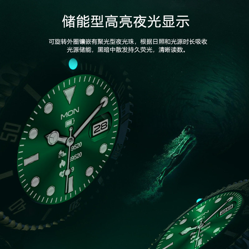 跨境爆款AW12智能手表 蓝牙通话 运动 高端绿水鬼手表smart watch