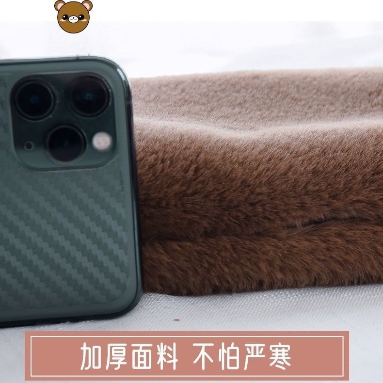 兔绒帽子女2024新款冬可爱小熊骑行保暖围巾一体帽百搭加绒围脖