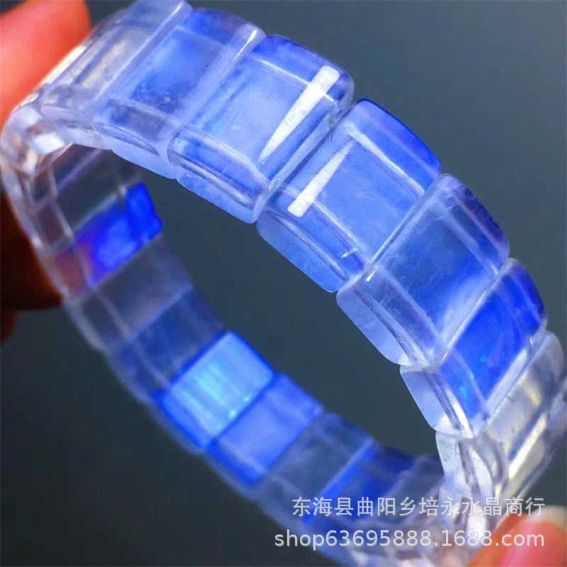 Blue Moonstone Wide Bracelet