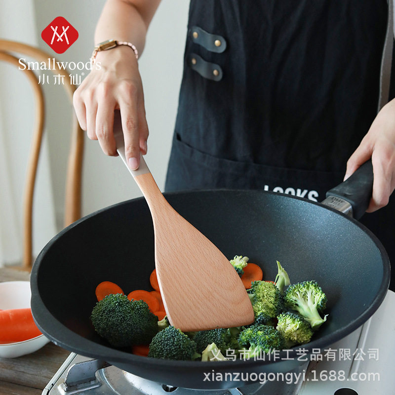 @小木仙 高颜值银柄锅铲不粘锅专用炒菜铲木铲子厨具铲勺套装汤勺