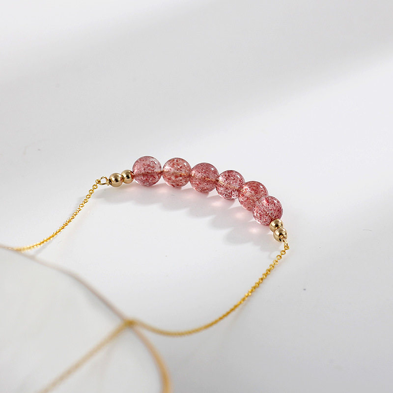 Minimalist Strawberry Quartz Necklace