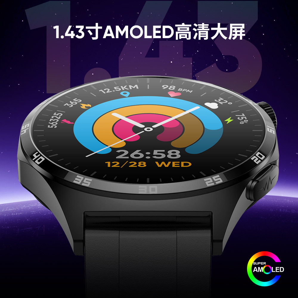 跨境智能手环心电图无创血糖体温监测S300防水溅男士运动手表表盘