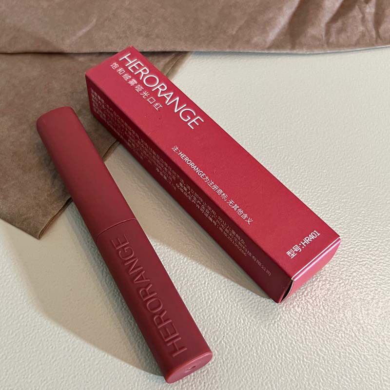HERORANGE~饱和绒雾细管口红雾面丝绒提升气色正红色唇膏丝绒哑光