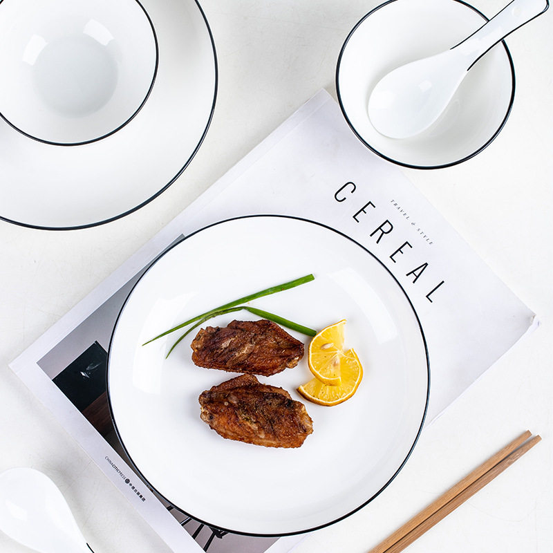 日式陶瓷碗碟家用饭碗自由搭配盘子面碗汤碗景德镇简约餐具批发