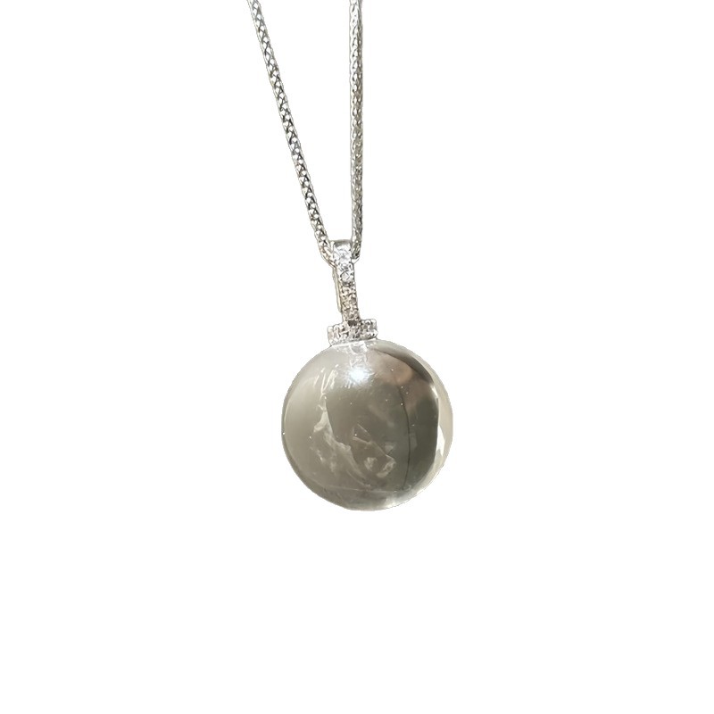 Natural Clear Quartz Ball Necklace | Pure Energy Talisman | Versatile Fashion Accessory