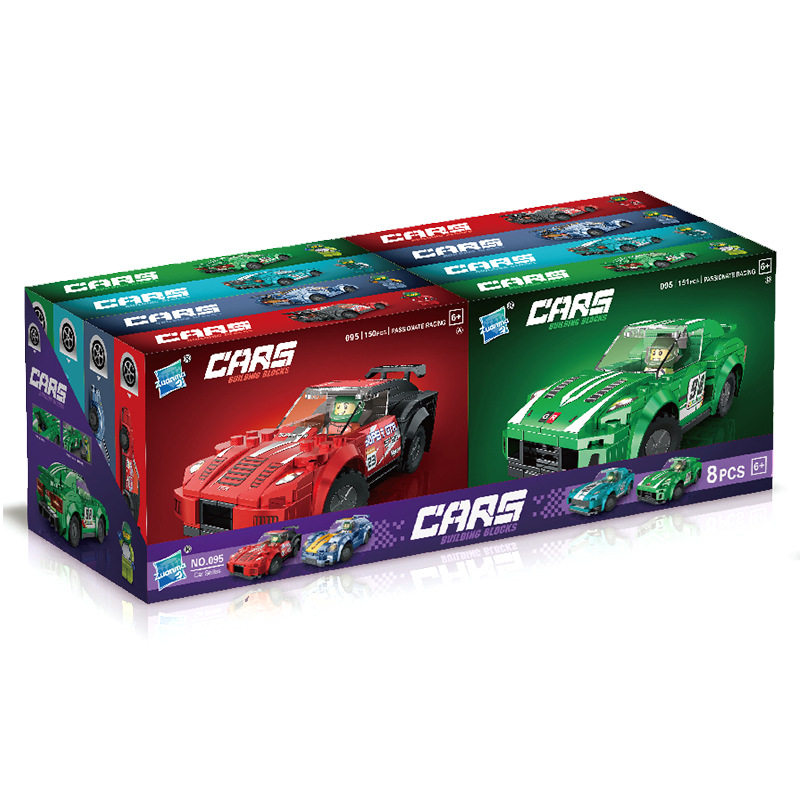 外贸热卖 儿童小颗粒拼装积木赛车汽车积木模型拼装礼品玩具