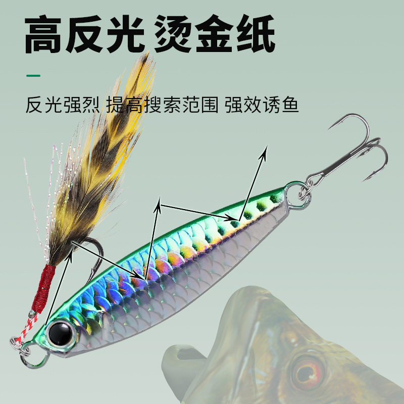 飘落铁板鱼鳞纹翘嘴克星新款钓鱼全水层路亚饵铁板路亚饵路亚铁板