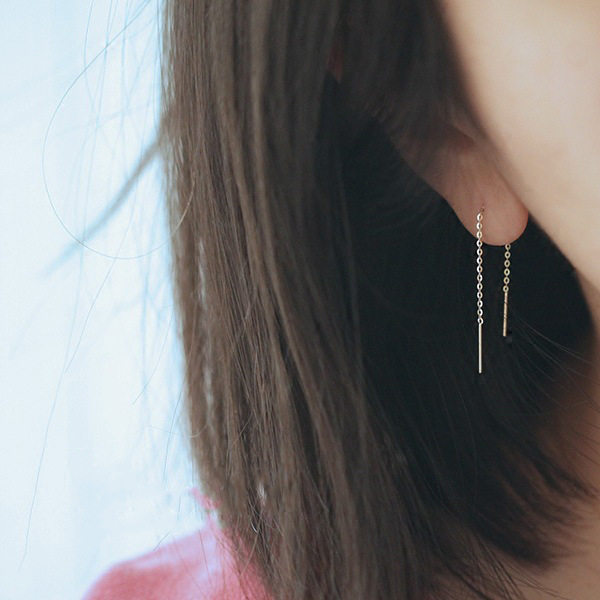 14K gold chain ear thread