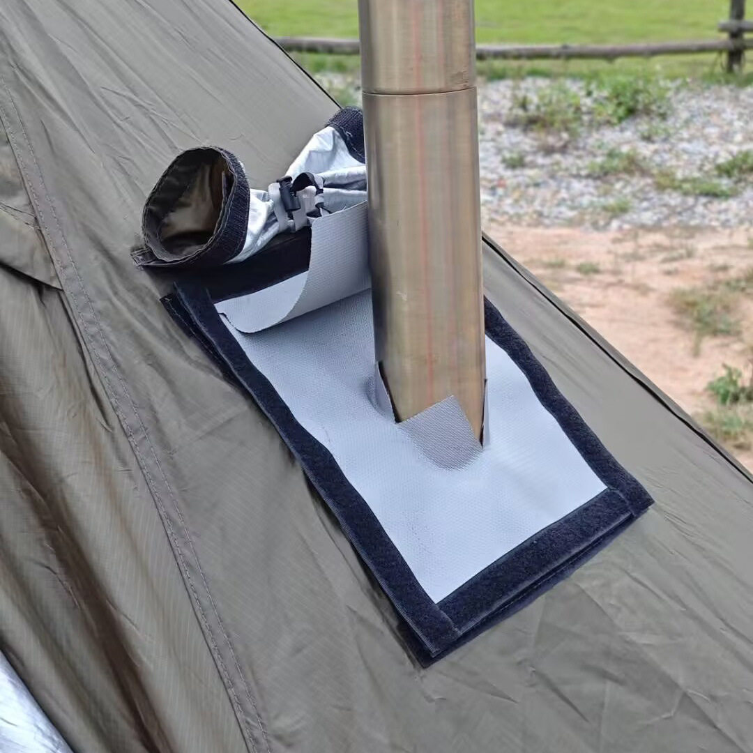 户外露营帐篷烟囱口防烫片双层阻燃布 隔热耐高温柴火炉管防烫圈