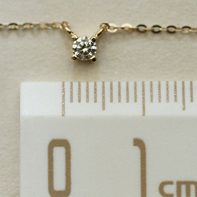 14K gold one diamond pendant chain necklace