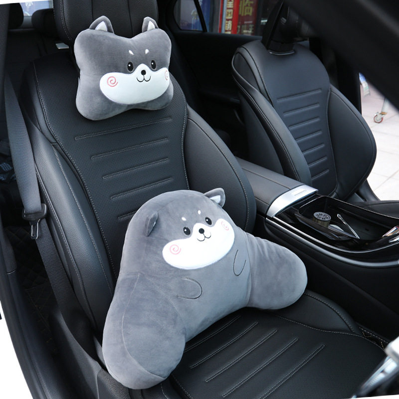 汽车头枕护颈枕头车内可爱车用靠枕一对内饰用品卡通车载座椅腰靠