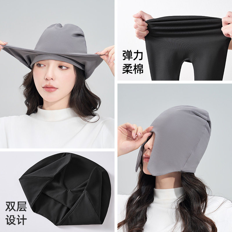 纯棉睡帽男女晚睡觉戴遮光睡眠帽老人无压感防风保暖头套午休神器