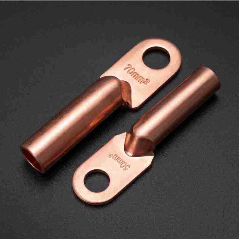 厂家直供DT铜鼻子平方接线端子铜接头线耳紫铜镀锡厂标铜接管接线