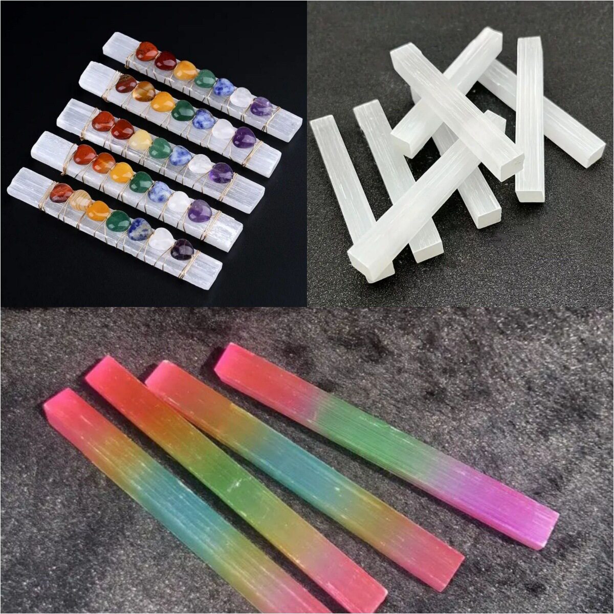 Chakra Rainbow — Selenite Crystal Energy Wand