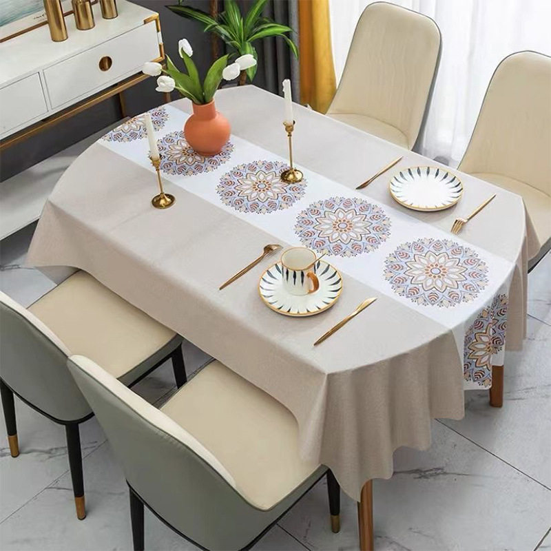 跨境桌布北欧pvc家用防水防油长方形印花台布餐桌加厚防烫桌布