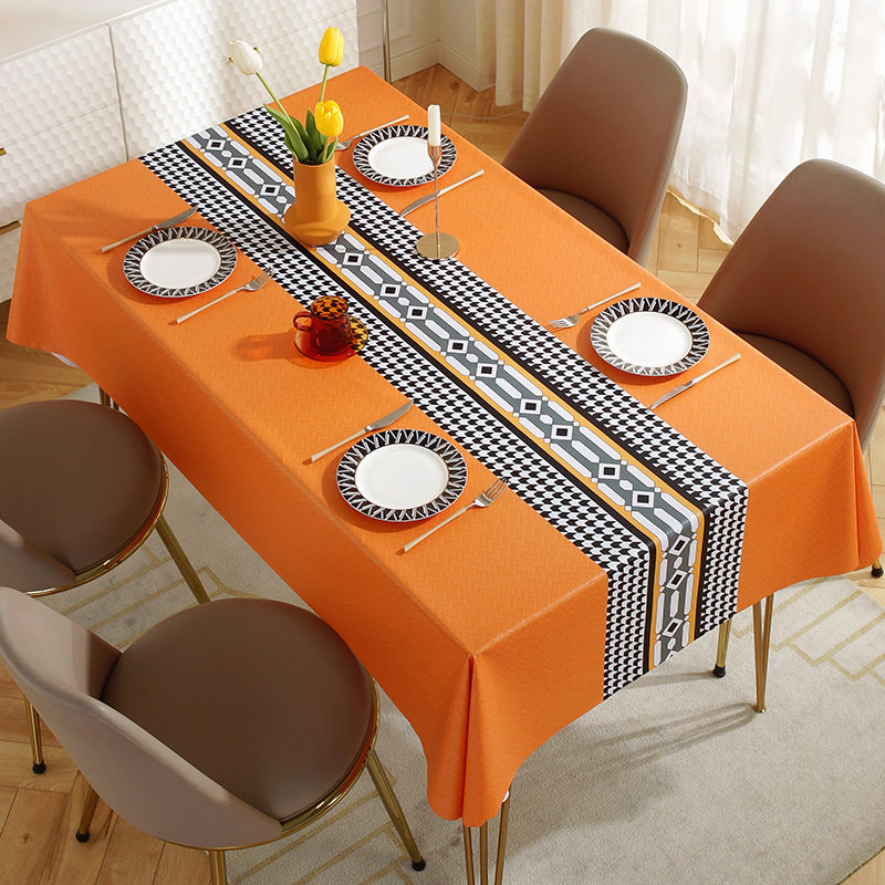 跨境桌布北欧pvc家用防水防油长方形印花台布餐桌加厚防烫桌布