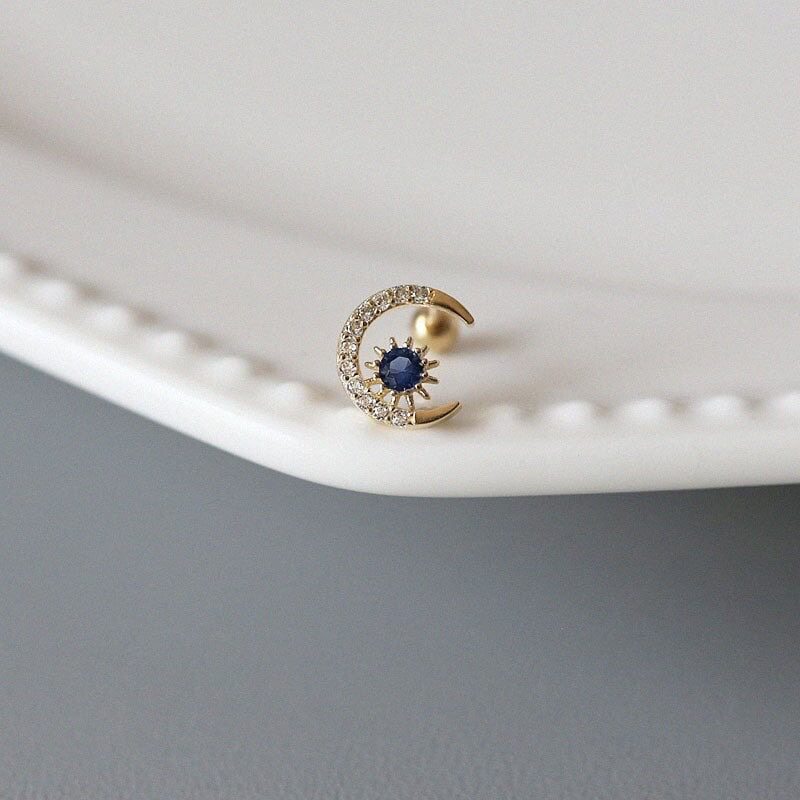 14K gold interlocking small diamond double ring necklace