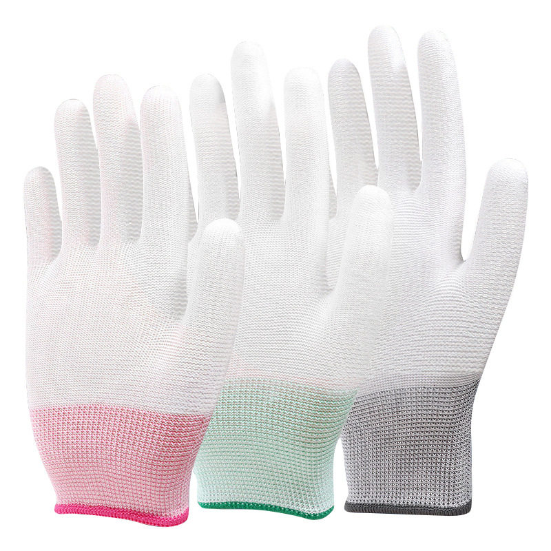 PU手套涂掌涂指13针加厚防滑防静电电子工作无尘透气劳保涂层手套