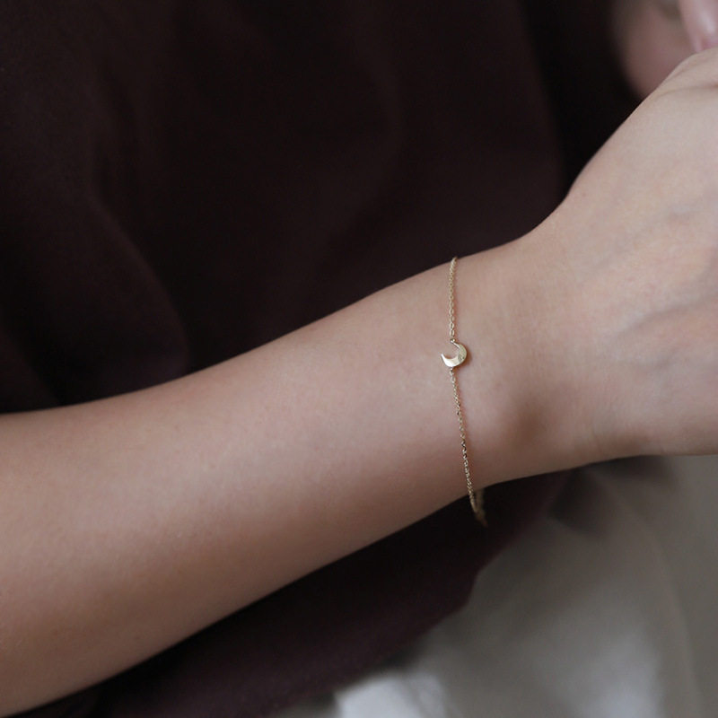 14K gold moon bracelet