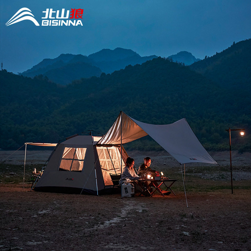 全自动帐篷黑胶天幕一体户外便捷式露营防雨野外野营过夜装备全套