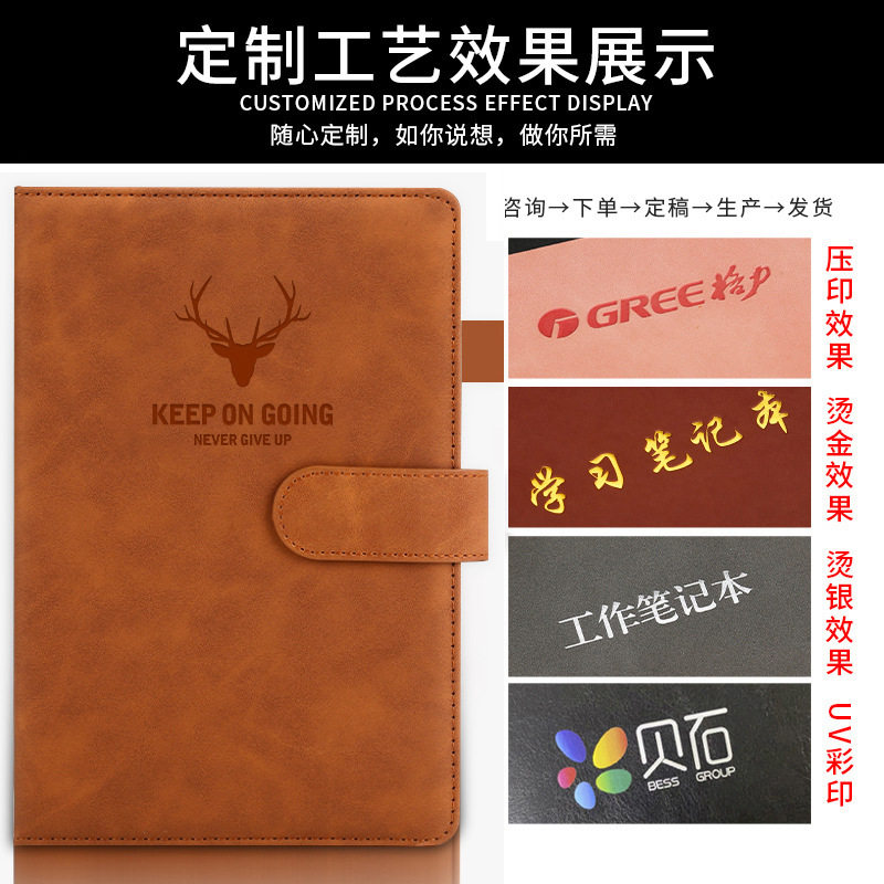 商务办公复古会议A5商务笔记本 羊巴皮软面抄手账本PU磁扣记事本