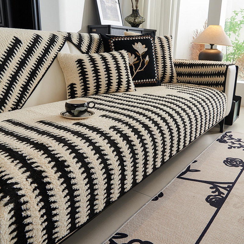 亚马逊跨境毛绒沙发垫轻奢感防滑坐垫秋冬皮沙发套罩盖布新款家居