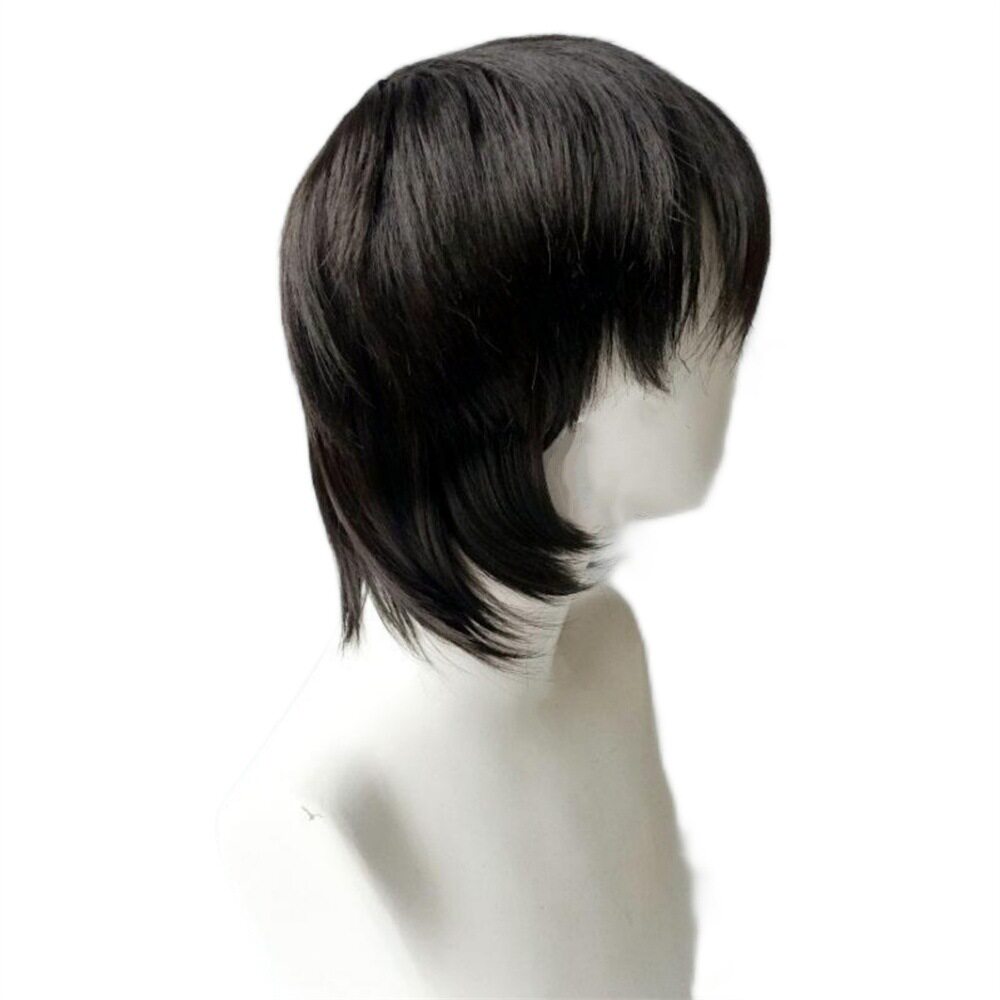 独立站假发女鲻鱼头武士头狼尾刘海短直发动漫COS假发全头型现货