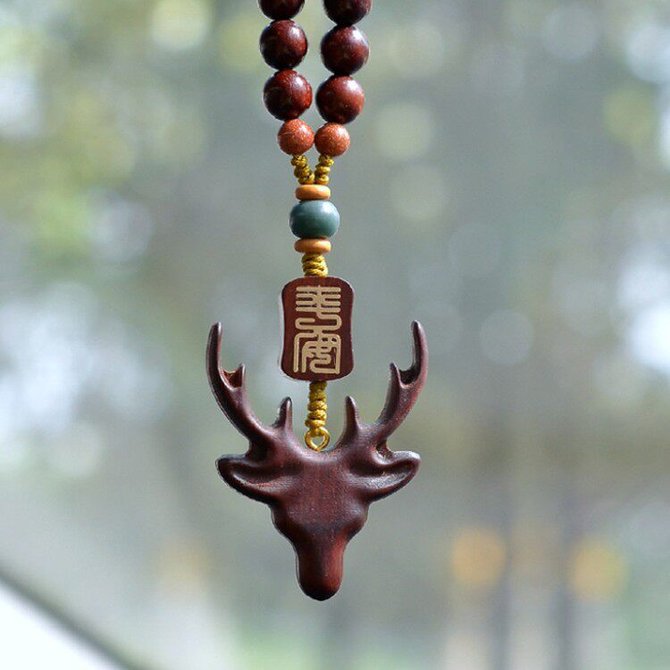 一路平安汽车挂件后视镜车挂男女车内吊饰平安檀木汽车内饰用品