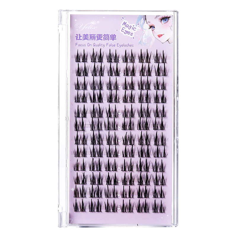 yelix双尖麦穗睫毛假睫毛批发硬梗太阳花自然浓密漫画免胶眼睫毛