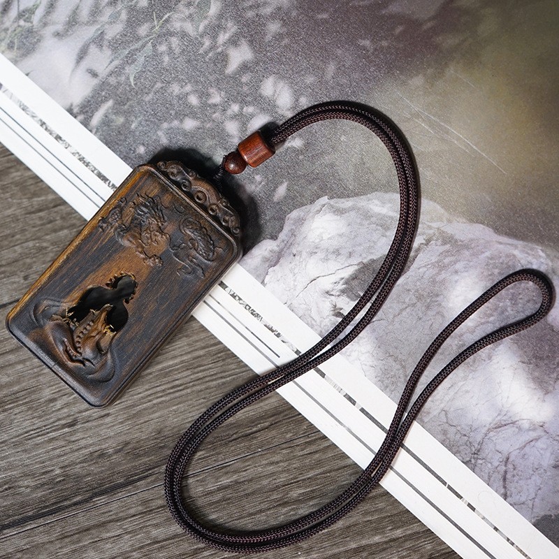 Thunderstruck Jujube Wood Eight Trigrams Dragon Peace Amulet, Taoist Feng Shui Luck Enhancer