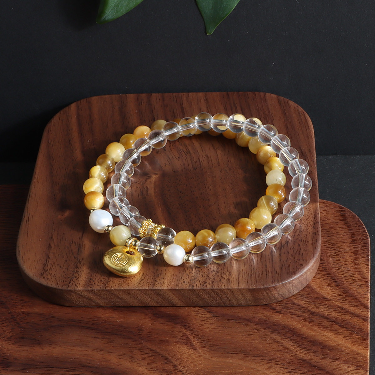 Double-Wrap Modern Chinese Clear Quartz Bracelet