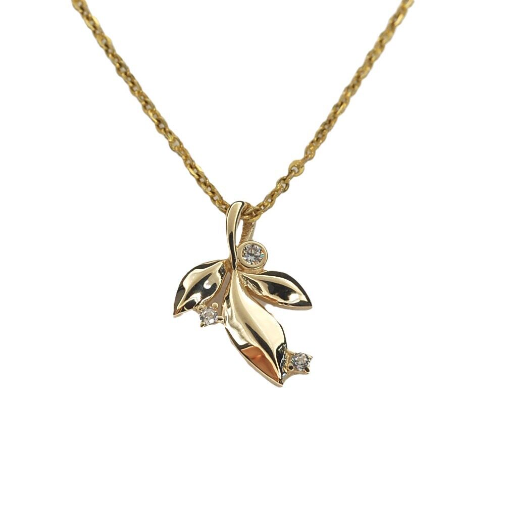 14K gold dewdrop leaf pendant