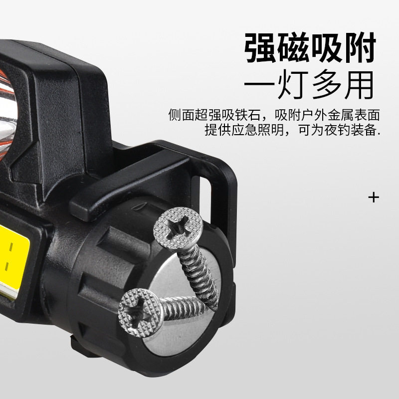 头灯强光LED日常充电双光源磁铁徒步登山夜钓鱼户外头戴式工作灯