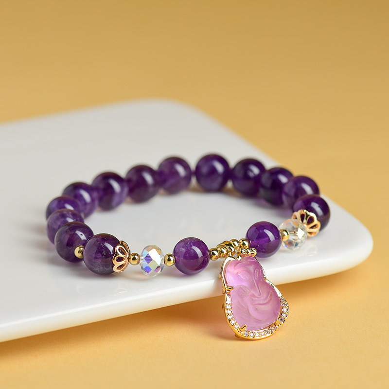 Natural Amethyst Fox Fairy Bracelet - Peach Blossom Luck, Marriage Fortune, and Crystal Energy Bracelet