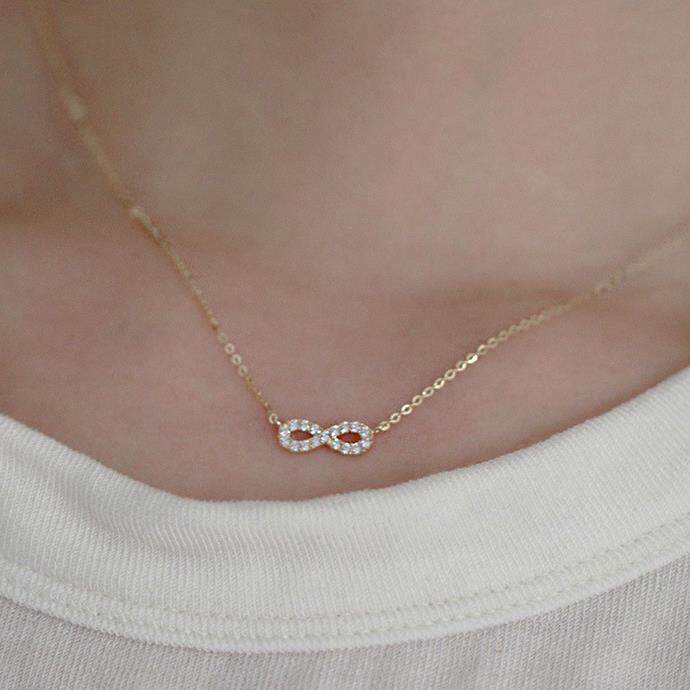 14K gold 8-shaped infinite love necklace