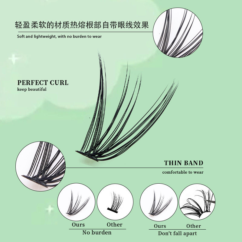 跨境热销10-40P热熔分段自然浓密假睫毛跨境亚马逊大容量批发
