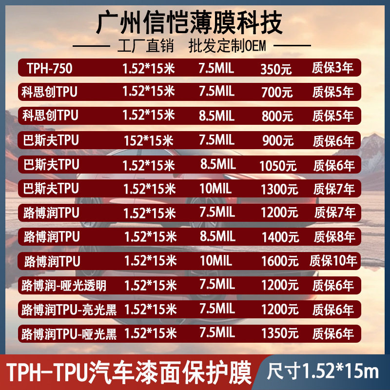 工厂批发汽车隐形车衣TPU漆面透明保护膜自修复防刮免烤全车身贴