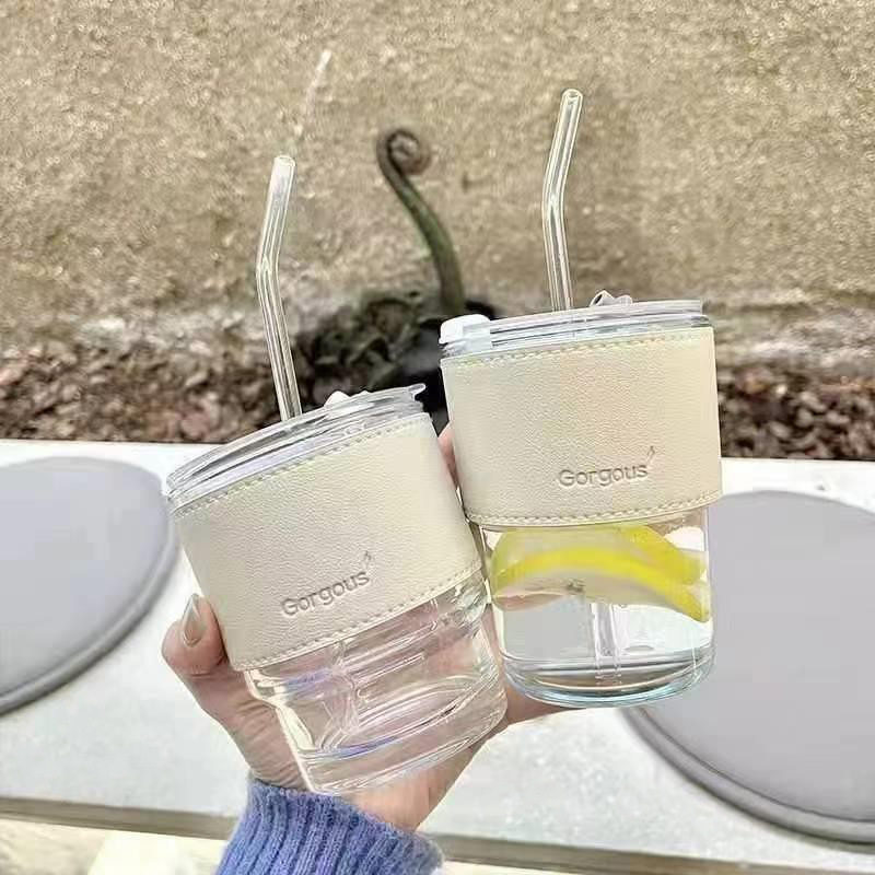 竹节杯玻璃吸管杯小礼品奶茶杯咖啡杯饮料果汁杯家用水杯商务礼品