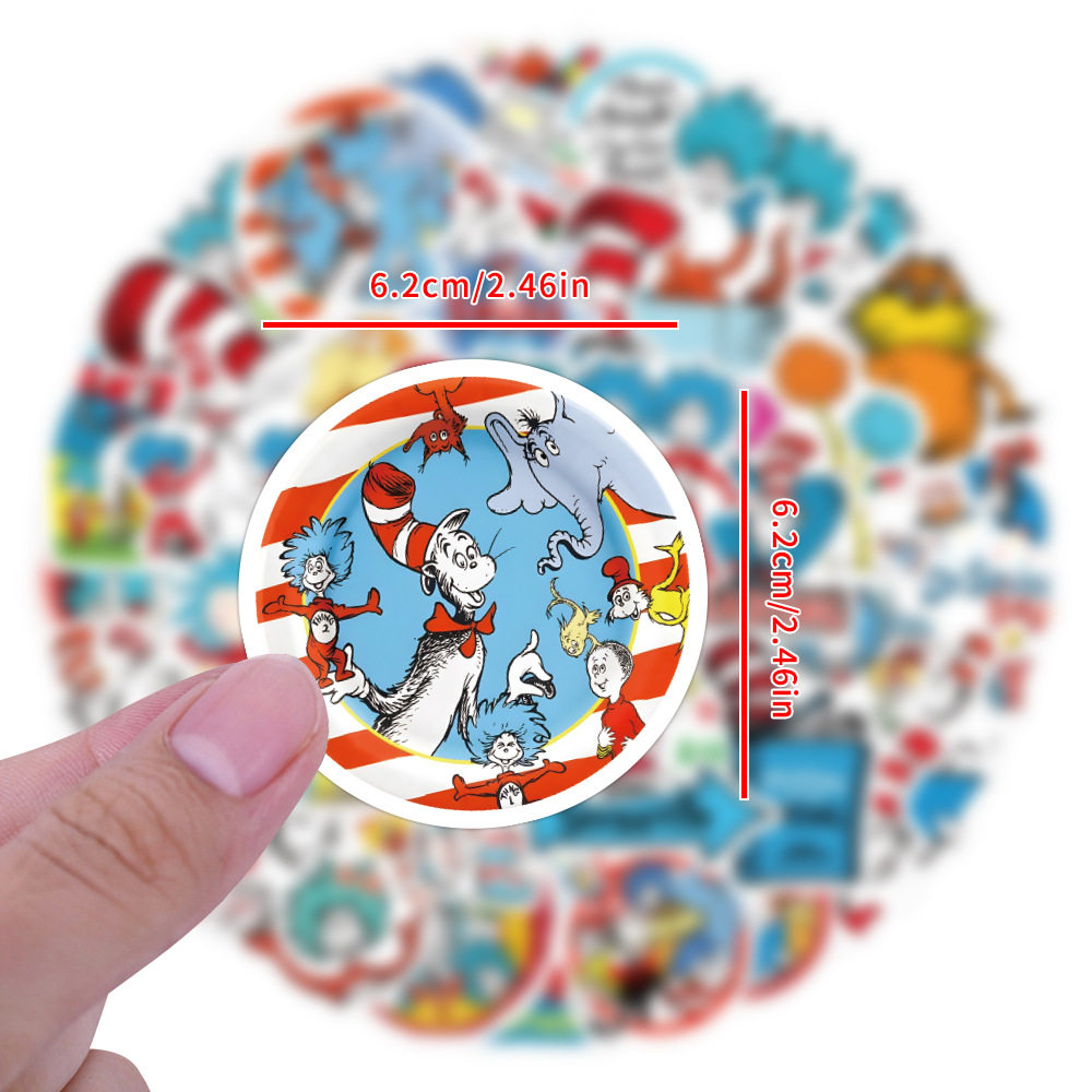 60张新款苏斯博士 Dr. Seuss 涂鸦贴纸汽车行李箱水杯贴纸DIY批发